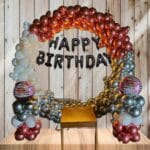 Rai Enterprises Collection™  Happy Birthday Foil Balloon Banner Set with Rose Gold, White, and Silver Balloons & Balloon Arch Strip
