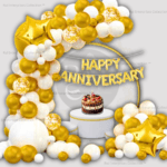 Rai Enterprises Collection™ Elegant Golden & White Anniversary Balloon Banner Set
