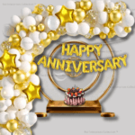 Rai Enterprises Collection™ Elegant Anniversary Balloon Decoration Set – Gold & White Theme