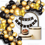 Rai Enterprises Collection™ Elegant Black & Gold Birthday Balloon Decoration Set