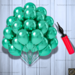 Rai Enterprises Collection™ Green Metallic Balloons (50 pcs) with Balloon Pump – Party Decoration Combo (Pack of 51)