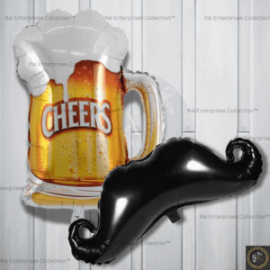 Rai Enterprises Collection™ Cheers Mug & Moustache Foil Balloon Combo – Pack of 2