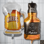 Rai Enterprises Collection™ AGED Foil Balloon Bottle & Cheers Mug Foil Balloon – Pack of 2