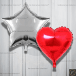 Rai Enterprises Collection™ Star & Heart Foil Balloon Combo – Silver Star + Red Heart (Pack of 2)