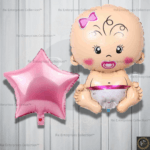 Rai Enterprises Collection™ Baby Girl Foil Balloon & Pink Star Foil Balloon – Pack of 2
