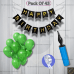 Rai Enterprises Collection™ Green & Black Birthday Decoration Kit – 40 Balloons, Banner, Arch & Pump