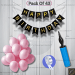 Rai Enterprises Collection™ Premium Birthday Decoration Kit - Pink Metallic Balloons & Black Banner (40 Pcs + Arch + Pump)
