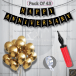 Rai Enterprises Collection™ Golden & Black Anniversary Decoration Kit – 43 Pcs with Balloon Arch & Pump