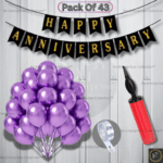 Rai Enterprises Collection™ Purple & Black Happy Anniversary Decoration Kit – 43 Pcs Set