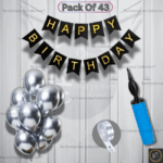 Rai Enterprises Collection™ Silver & Black Birthday Decoration Kit – 43 Pcs Party Set