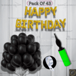 Rai Enterprises Collection™ Golden & Black Birthday Balloon Decoration Kit – 43 Pcs with Banner, Pump & Arch