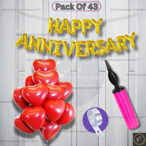 Rai Enterprises Collection™ Golden Anniversary Decoration Set with Red Heart Balloons & Arch Kit – 43 Pcs