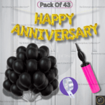 Rai Enterprises Collection™ Golden Happy Anniversary Foil Balloon Banner with 40 Black Metallic Balloons, Balloon Arch & Pump Set
