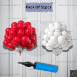 Rai Enterprises Collection™ Metallic Red & White Balloon Set with Pump – 51 Pcs