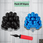 Rai Enterprises Collection™ Metallic Balloon Set with Hand Pump – Black & Blue (50 Pcs Total)