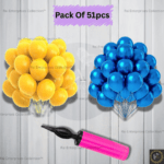 Rai Enterprises Collection™ Metallic Balloon Decoration Set – Yellow & Blue (50 Balloons + Pump)