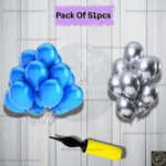 Rai Enterprises Collection™ Rai Enterprises Metallic Balloon Party Set – Blue & Silver (50 Balloons + Pump)
