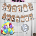 Rai Enterprises Collection™ 12-Month Baby Photo Banner Decoration Set with Multicolor Dot Balloons & Arch – 42 Pcs