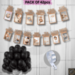 Rai Enterprises Collection™ 12 Month Baby Photo Banner with Balloon Arch & Black Metallic Balloons (40 Pcs) – Birthday Decoration Combo