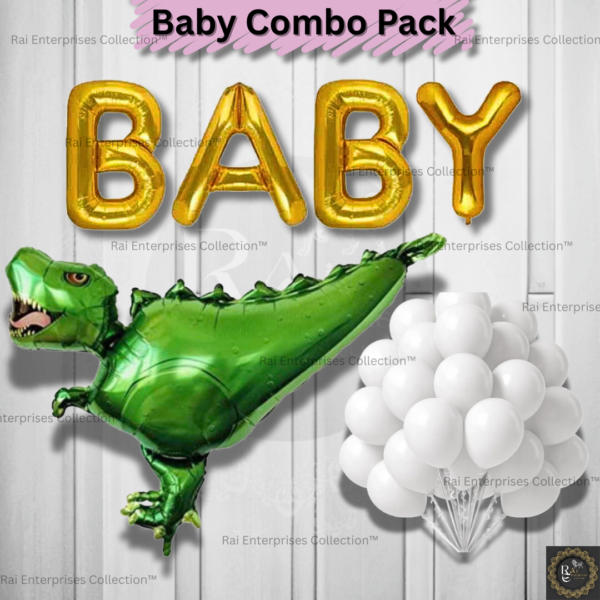 Rai Enterprises Collection™ Baby Party Decoration Set – Dinosaur Theme with Foil Balloons (32 Pcs)